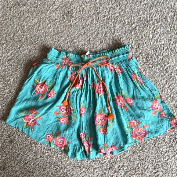 Matilda Jane Floral Teal Women's Shorts - Picture 1 of 2
